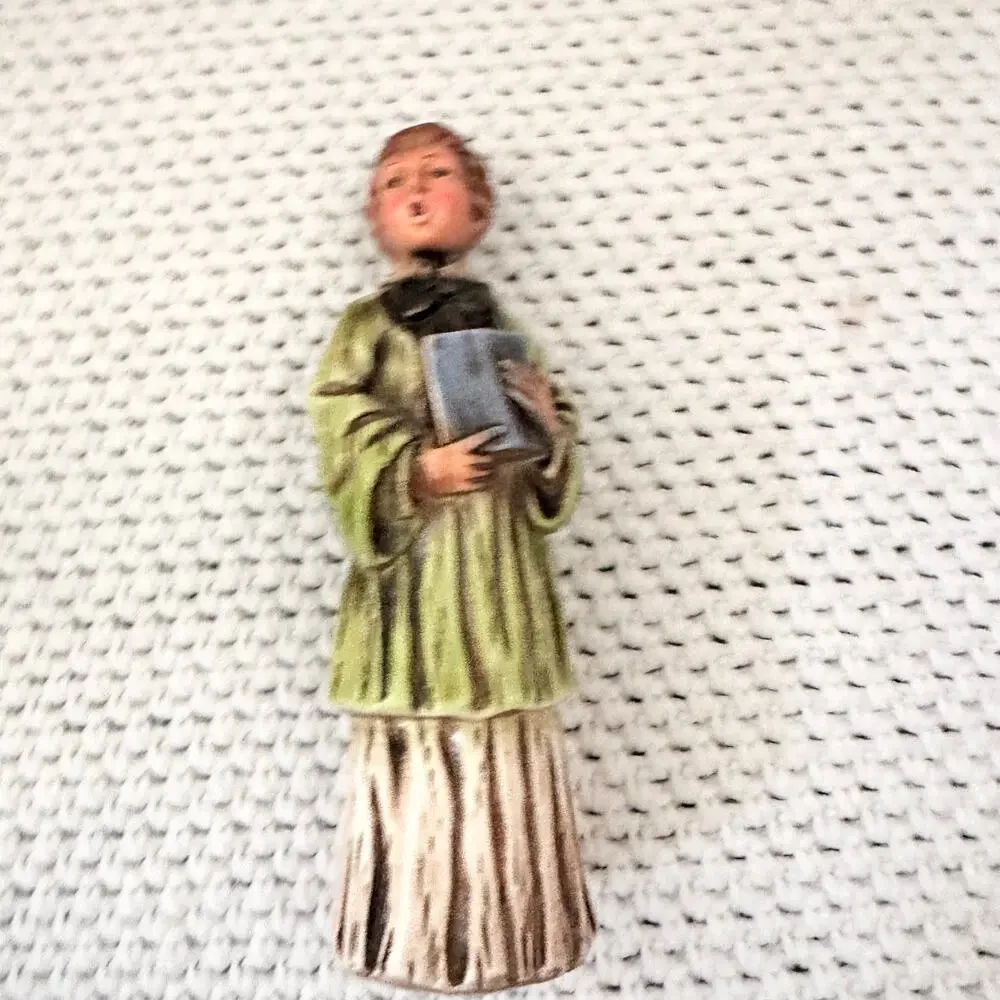Vintage Japan Chalkware Set 3 MCM Choir Altar Carolers Figures Holiday Christmas